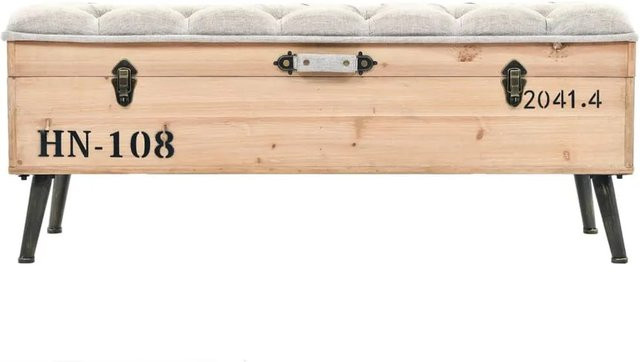 vidaXL Sitzbank mit Stauraum aus Tannenholz in Braun mit Stoffbezug, Breite: 110 cm - Bild 1