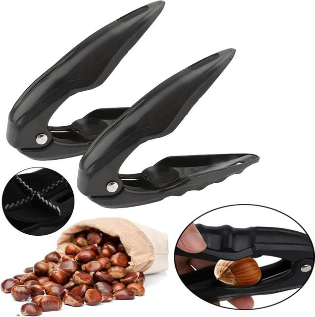 Mehrzweck-Nussknacker als Kastanien-Cracker mit rutschfester Basis und Kunststoffgriff in Schwarz - Bild 1