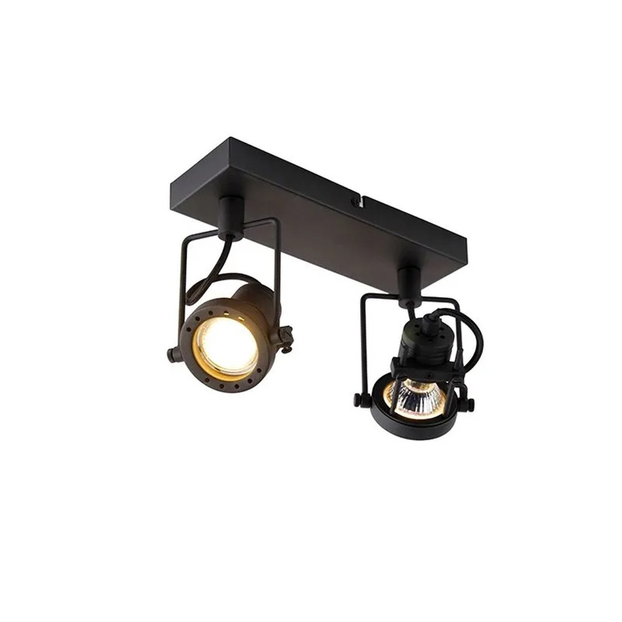 QAZQA Industriespot Suplux 2-flammige Pendelleuchte aus Stahl in Schwarz, dimmbar, GU10 - Bild 2