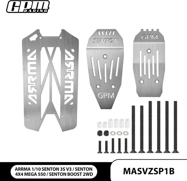 GPM Edelstahl-Hauptchassis und Stoßstange für ARRMA 1/10 Senton V3 3S Typhon V3, Metall, 1:10 - Bild 1