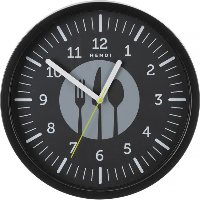Hendi Wanduhr für die Restaurantküche, analog, schwarz, Durchmesser: 35,6 cm, Tiefe: 4,5 cm - Bild 1