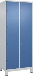 C+P Schließfachschrank Classic PLUS mit 2 Abteilen und Füßen, Farbe Grau und Blau, B/T/H: 80 x 50 x 195 cm - Bild 1