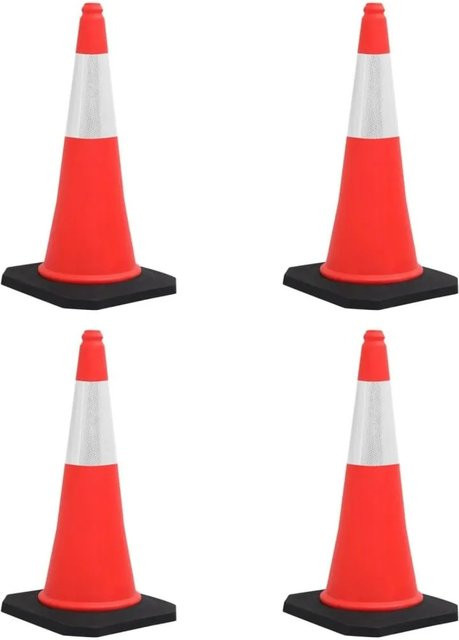 DELUKE Leitkegel SABI 4er Set Reflektierende Verkehrskegel mit schwerem Fuß, Höhe: 75 cm - Bild 1
