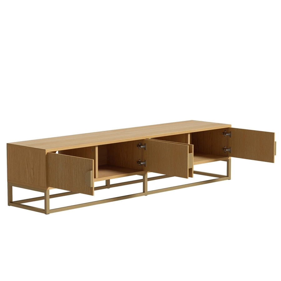 okwish TV Schrank für dein Wohnzimmer mit 4 Türen und halbrunden Griffen in Braun, B/T/H: 180 x 40 x 40 cm - Bild 2