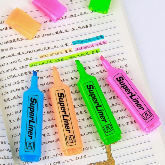 Bunte Textmarker Set mit schräger Spitze für Schule und Büro in 4 oder 6 Farben - Bild 1