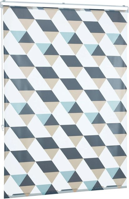 Relaxdays Duschrollo aus Kunststoff in Grau, Blau und Beige, Wasserabweisend, B: 120 cm, H: 240 cm - Bild 1