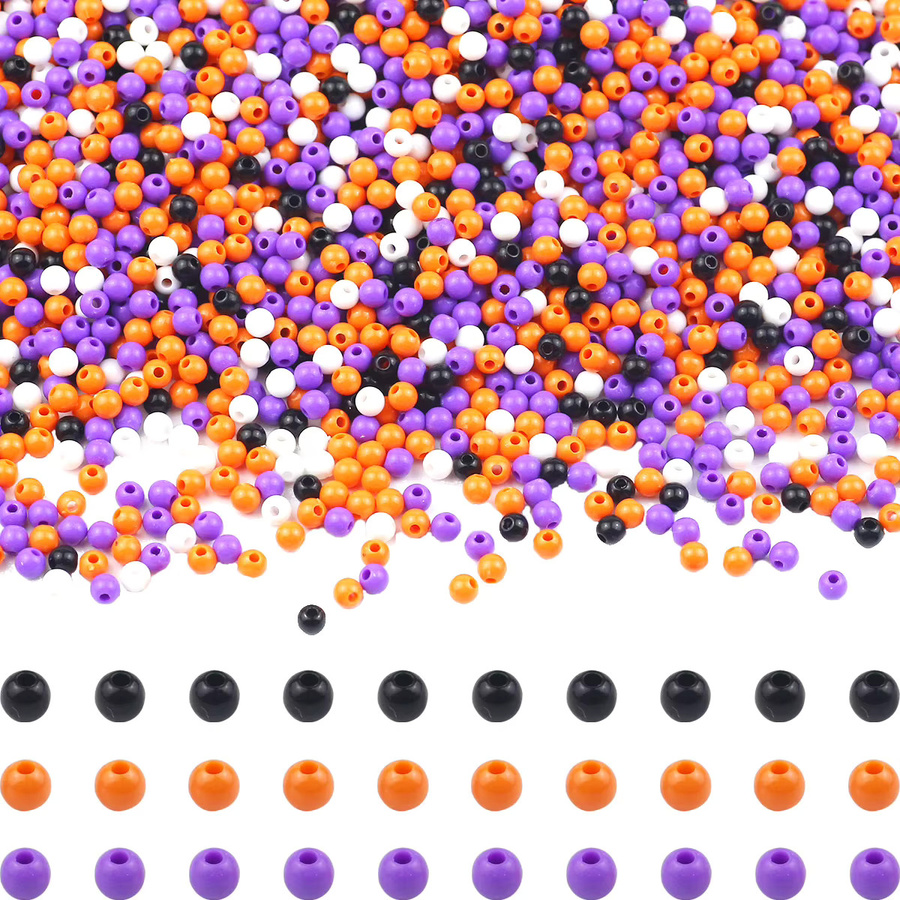 Spacer Perlen Acryl, 4 mm, Orange, Lila, Schwarz, Halloween, Unisex - Bild 4