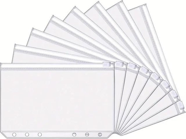 CreativeCorner A6 Ringbuch-Notizbuch mit 6-Loch-Reißverschlusstasche und transparentem PVC-Federmäppchen in Weiß - Bild 1