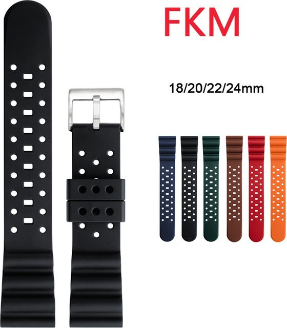 strapfreak Uhrenarmband Fluorkautschuk, Schwarz, Herren - Bild 1