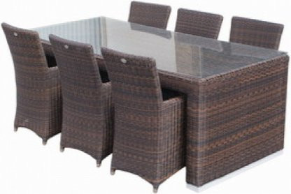 Polyrattan Gartenmöbel Dining Set in Schwarz und Braun - Bild 1