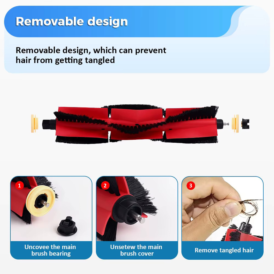 Roborock Hauptrollenbürste als abnehmbares Ersatzteil für Xiaomi 1S, S4, T4, S5, S50, S5 Max, S6, S60, S61, S6 Pure, S60 MaxV, E20 und E25 - Bild 2