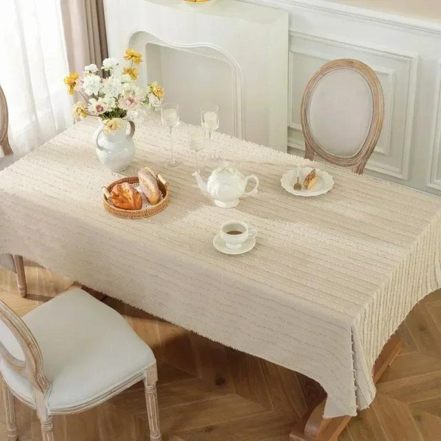 JINGYUE Pet Tischdecke aus Baumwolle und Leinen in Beige, quadratisch, B/B: 90 x 90 cm - Bild 1