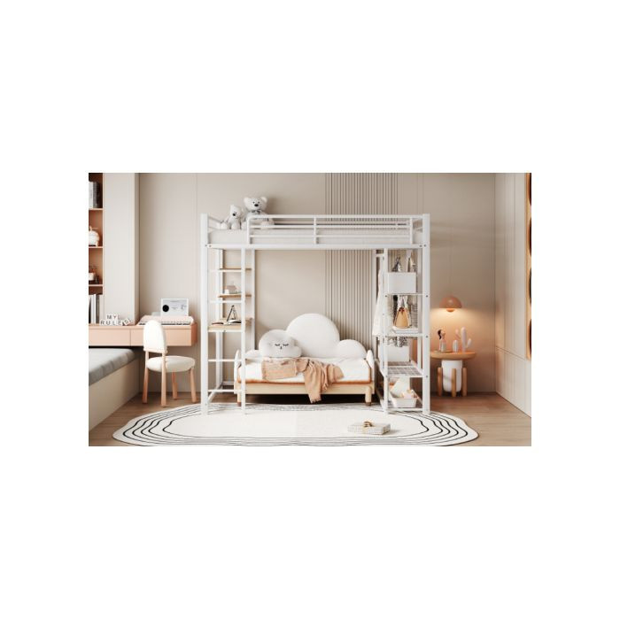 MUVOE Metall-Etagenbett für Kinder mit Schreibtisch in zeitgenössischem Design, Breite: 140 cm, Tiefe: 200 cm - Bild 2