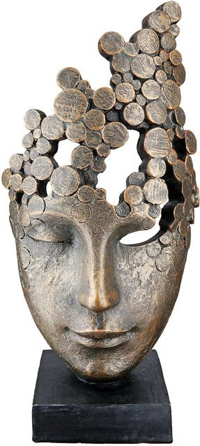 Gilde Skulptur Female Mask in Bronzefarben, abstrakte Tischdekoration, Höhe: 31,5 cm, Breite: 15 cm - Bild 1