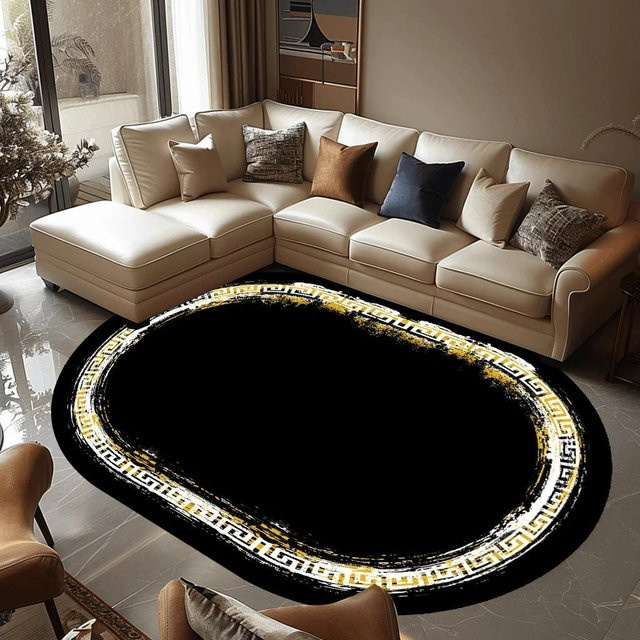 Ovaler Teppich Karpetti in Schwarz, modern und waschbar, B: 180 cm, L: 280 cm - Bild 1