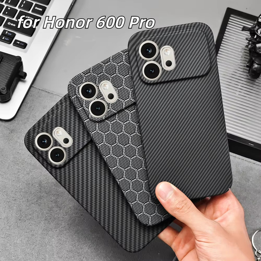 Premium Business-Handyhülle mit Kohlefaser-Textur für Honor 600 Pro und Honor 600 5G in Schwarz, magnetische und stoßfeste Schutzhülle - Bild 1