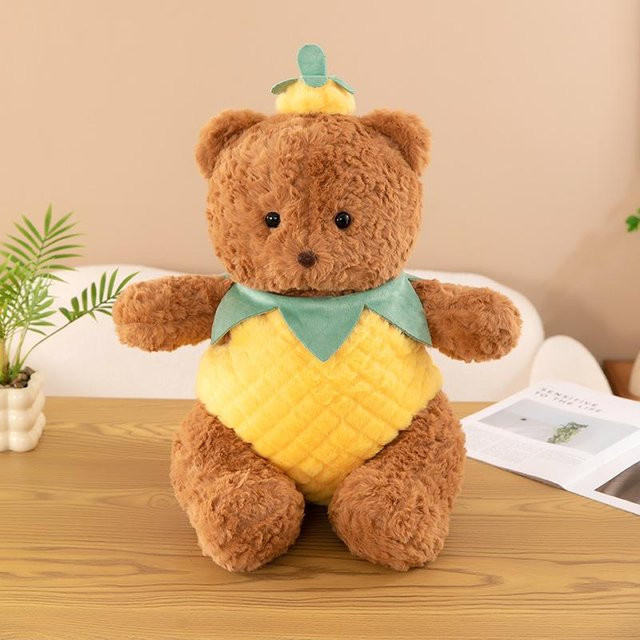 Ananas-Bär Ananas-Puff, Plüschtier, gelb, braun, weiß - Bild 1