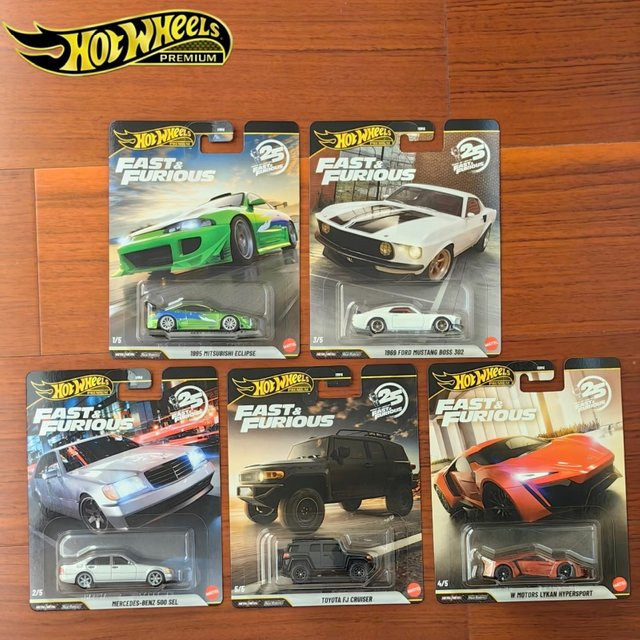 Hot Wheels Fast & Furious, 25. Jubiläums-Set, Klassische Druckguss-Fahrzeugmodelle, 1:64 - Bild 1