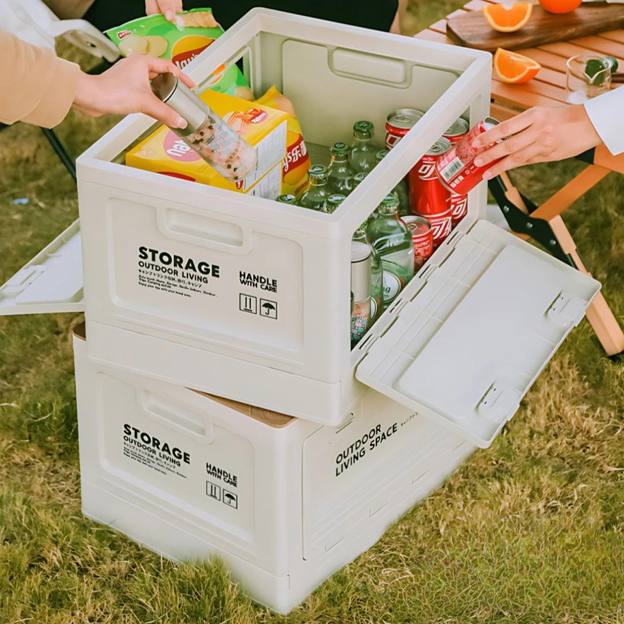 Binchi Outdoor Camping Klappboxen Set 5 Stück, Kofferraum Organizer und Picknickbox, Farbe: Weiß - Bild 2