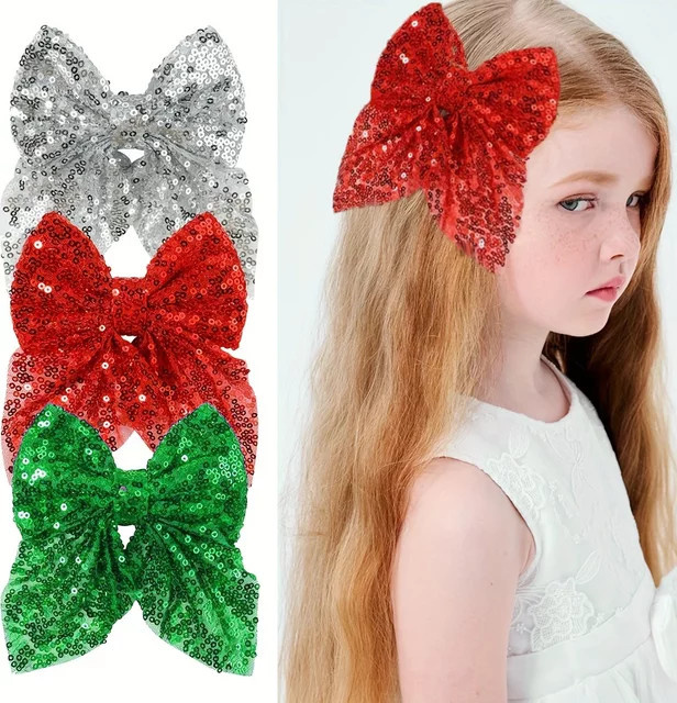 KIDS BOWS Haarspangen, 3 Stück, Glitzer, einfarbig, Damen und Mädchen - Bild 1