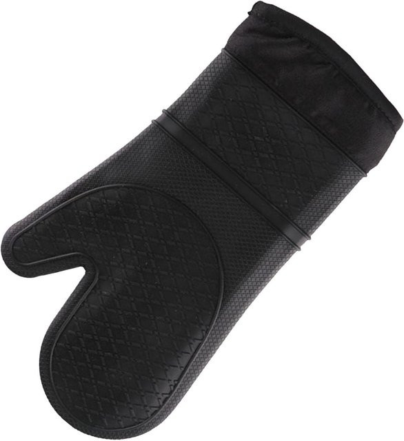 KONNWEI Hitzebeständige Ofenhandschuhe aus verdicktem Silikon mit Baumwollfutter in Schwarz - Bild 1