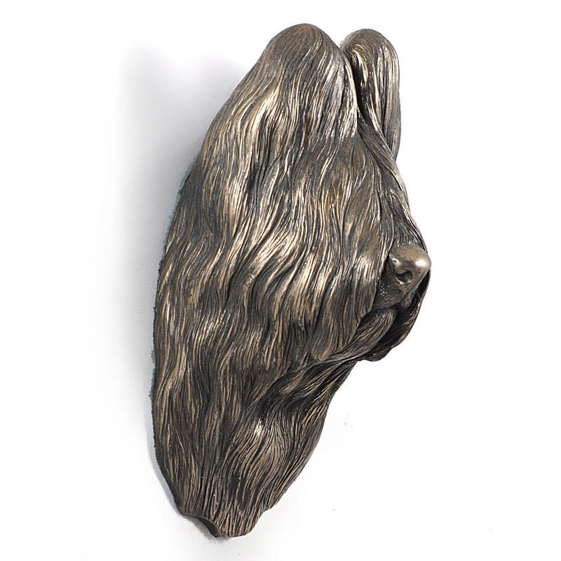 Art-Dog Briard Berger de Brie Hundestatue als hängende Büste in Braun aus Kunstharz und Metall - Bild 5