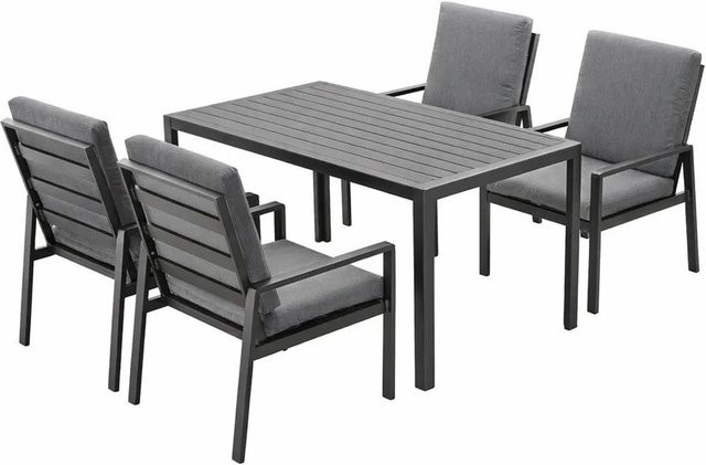 MeXo Garten Essgruppe aus Aluminium für 4 Personen in Grau - Bild 1