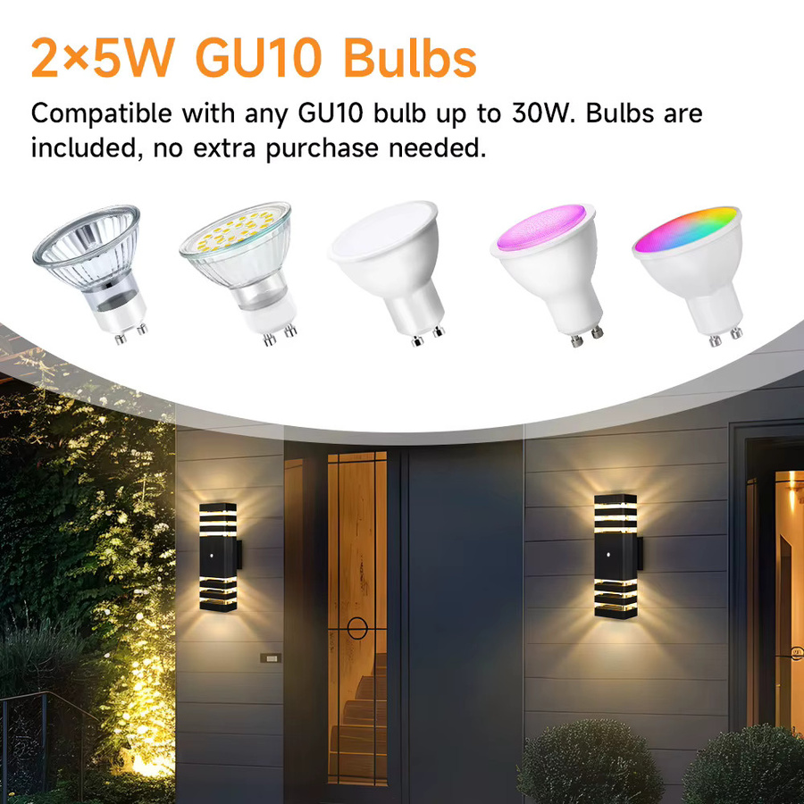 CHENBEN LED-Wandleuchte mit Bewegungssensor, GU10 Außenlampe in Schwarz, Wasserdicht IP65 für Garten und Balkon - Bild 6