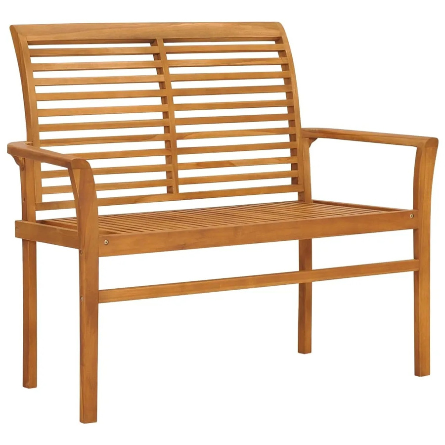 vidaXL Gartenbank aus Teak-Massivholz mit Taupe Auflage, Breite: 112 cm - Bild 1