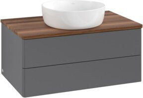 V&B Waschtischunterschrank Antao ohne Frontstruktur in Anthrazit, B/T/H: 80 x 36 x 50 cm - Bild 1