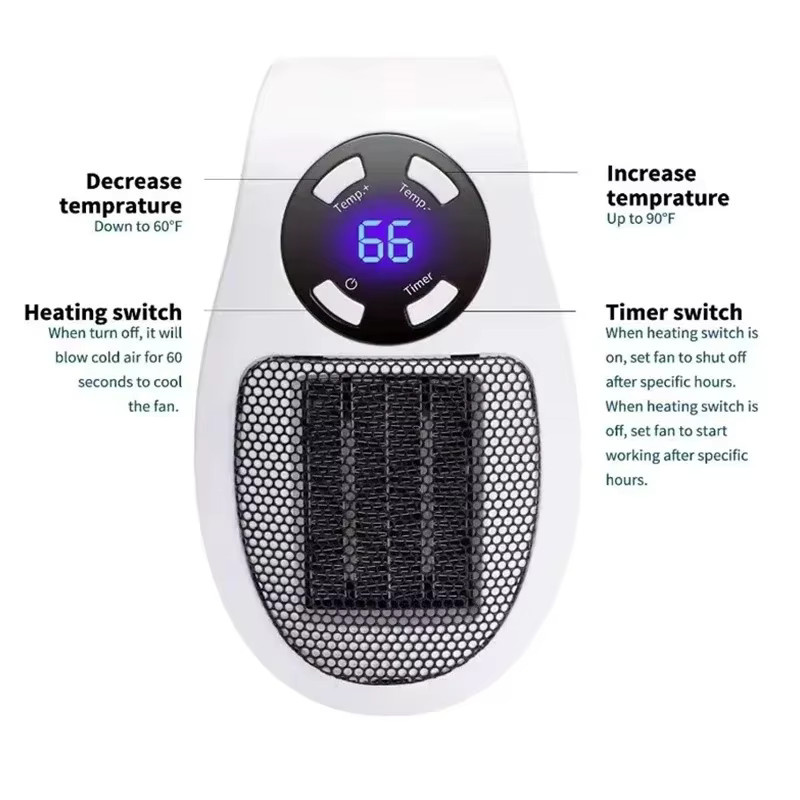 NOCCLILI Wandmontierte Keramik-Heizung mit Fernbedienung, 350 W, Weiß - Bild 6