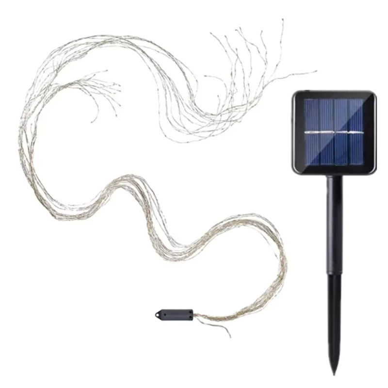 Solar-Lichterkette für den Außenbereich mit Warmweißem LED-Wasserfall-Effekt und Dämmerungssensor - Bild 4