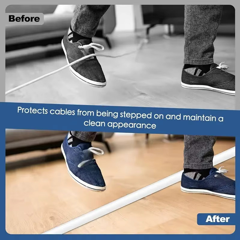 Selbstklebendes PVC-Kabelrohr als flexible Kabelschutzabdeckung für deinen Haushalt, 2 m oder 3 m Länge, in Grau oder Weiß - Bild 5