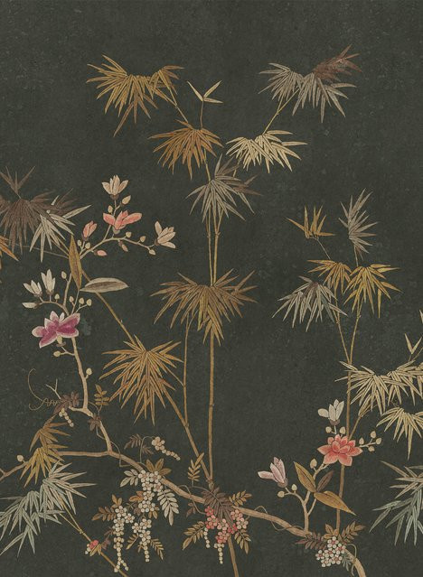Sandberg Mural Bamboo Grove Tapete in Dunkelgrün aus Vlies mit chinesischem Bambus-Motiv - Bild 1
