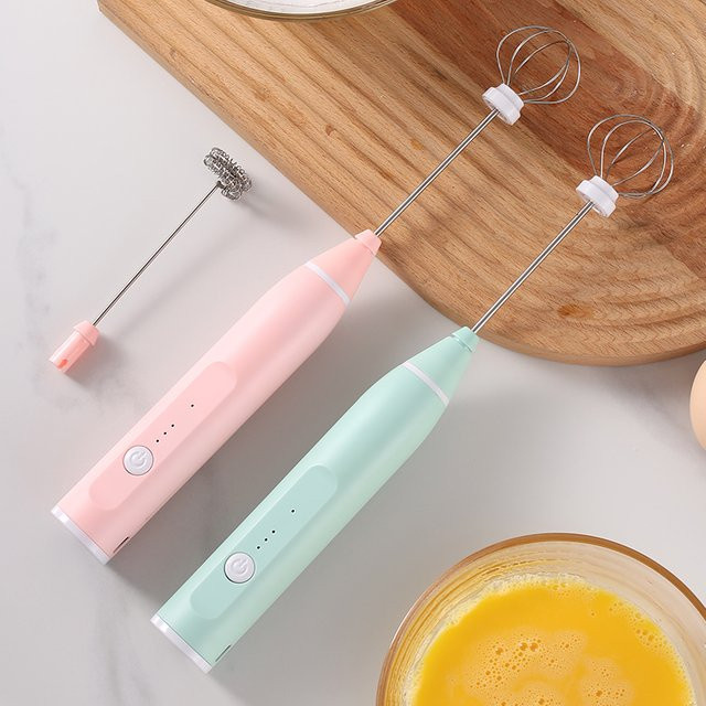 XIADYINJIA Elektrischer Milchaufschäumer und Eierschläger in Pink, Tragbarer Handmixer für Kaffee und Backen - Bild 1