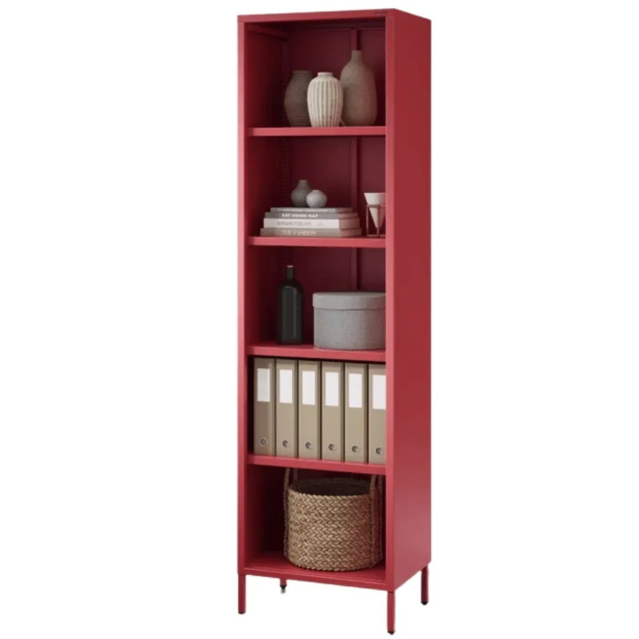 DELUKE Bücherregal Metall Mario in Rot mit 5 verstellbaren Ebenen, Höhe: 180 cm, Breite: 50 cm, Tiefe: 35 cm - Bild 2