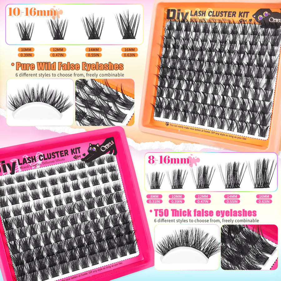 ORREUI Wimpern-Cluster-Extensions Set, D-Curl, Damen - Bild 5