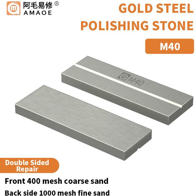 Amaoe M40 Gold Stahl Schleifstein zum Polieren und Reinigen von Werkzeugen wie Lötkolben und Pinzetten - Bild 1