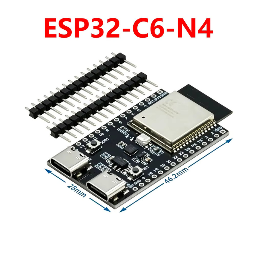 Espressif ESP32-C6-DevKitC N4R2 Entwicklungsboard mit WLAN und Bluetooth in Schwarz mit USB-C Anschluss - Bild 2