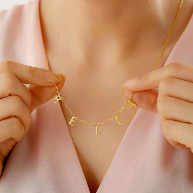 Halskette Edelstahl, Gold, Damen, Initialen - Bild 1