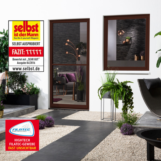Hecht Aluminium Fliegengitterbausatz SLIM für Fenster mit Glasfaser-Gewebe, Farbe: Braun, B: 130 cm, H: 150 cm - Bild 1