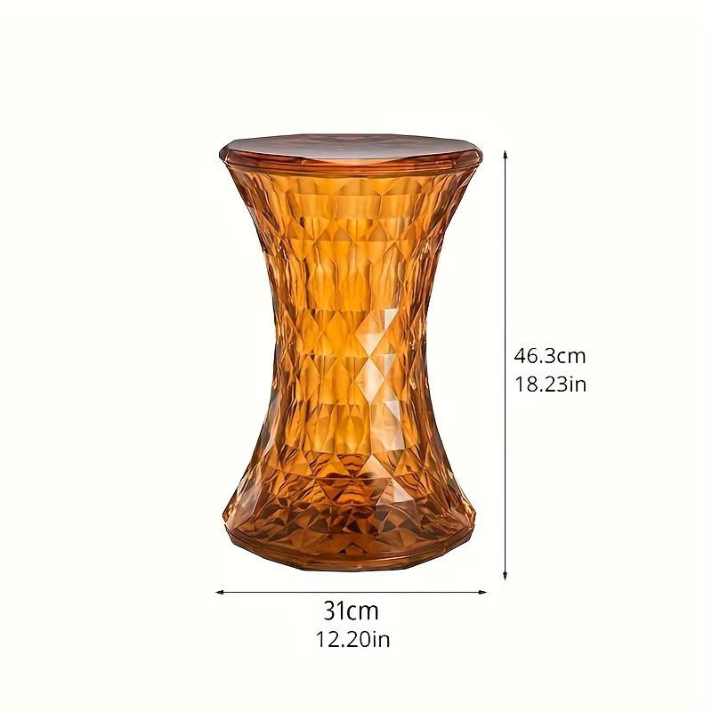 LIUSHADUOLA Aufbewahrungshocker aus Acryl in Transparent Orange, geometrischer Mehrzweckhocker für Badezimmer und Wohnzimmer - Bild 2