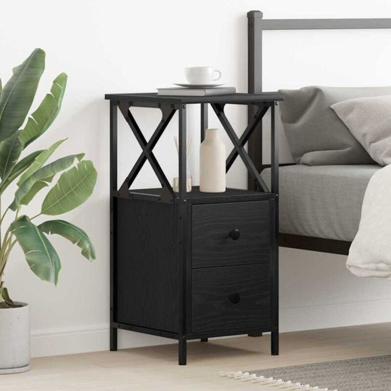 Nachttisch mit Schubladen von Vidaxl in Schwarz, Modernes Design aus Holzwerkstoff, B/T/H: 34 x 35,5 x 70 cm - Bild 1