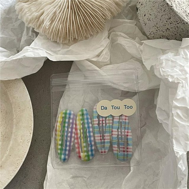 XYNN Haarspangen, Karomuster, Wassertropfen, 4er-Set, Damen - Bild 1