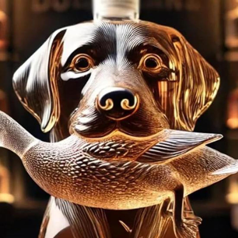 Whiskey-Karaffe aus Glas mit 3D-Gravur Jagdhund in Transparent, dekorative Glasflasche für deine Heimbar - Bild 6
