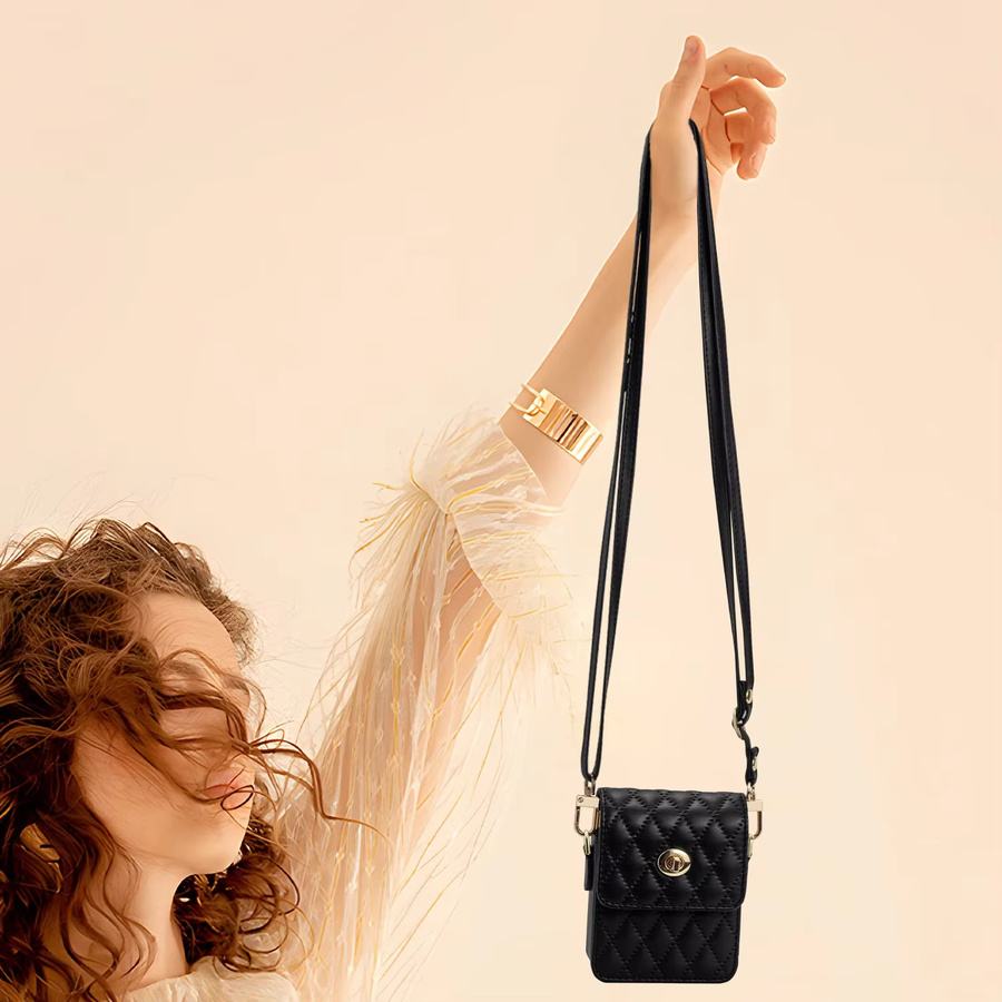 Modische Brieftasche mit Umhängeband als Handyhülle für Samsung Galaxy Z Flip 7, 6, 5, 4 und 3 in Schwarz - Bild 5