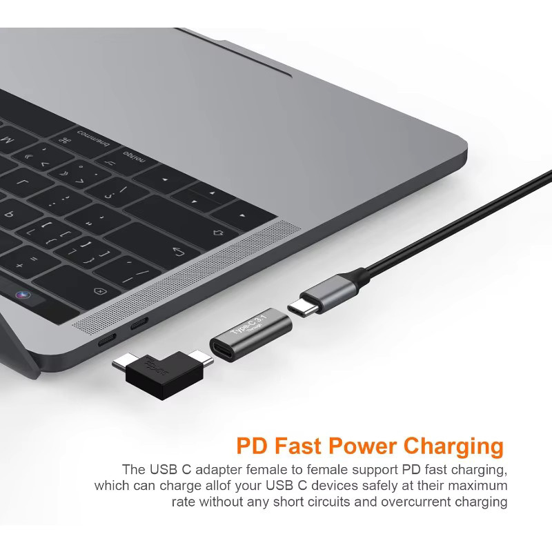 2er-Set USB-C auf USB-C Buchse Adapter aus Aluminium in Schwarz mit 4K-Videounterstützung, Fast Charging und 10 Gbit/s Datenübertragung - Bild 5