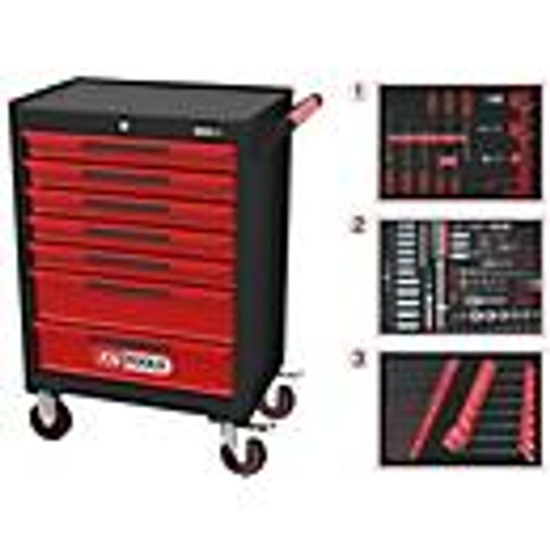 KS Tools ECOline Werkstattwagen aus Stahlblech mit 7 Schubladen, Schwarz/Rot, B: 74,8 cm, T: 45,9 cm, H: 101,4 cm - Bild 5