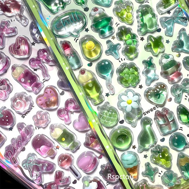 Rspctou Tier- und Pflanzen-Sticker, 3D-Relief-Aufkleber, multicolour, resin - Bild 1