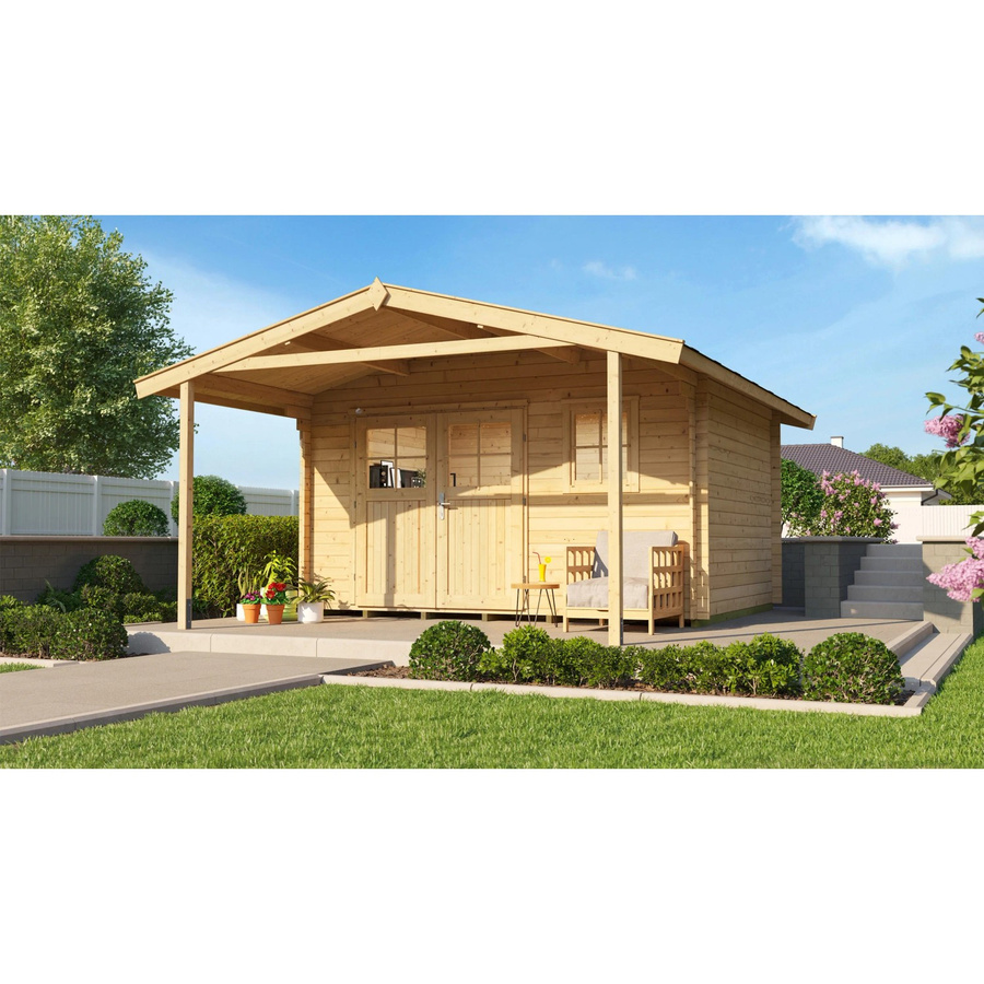 WEKA Gartenhaus 111 A Gr.2 aus europäischer Fichte mit Satteldach in Beige, B/H/T: 460 x 262 x 300 cm - Bild 2